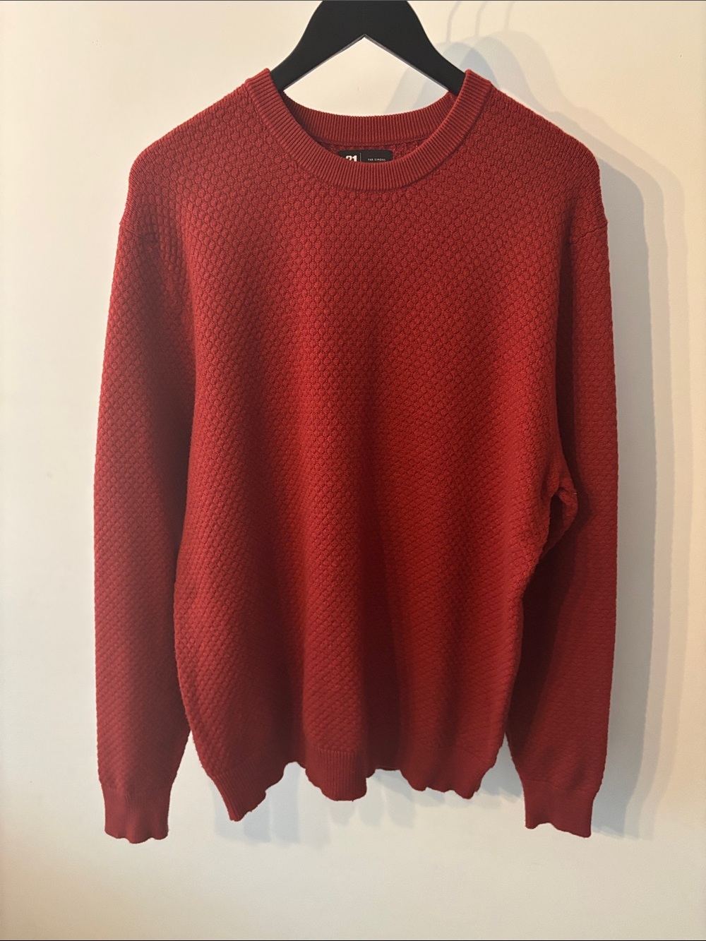 Le 31 by Simons XL Red Textured Knit Crewneck Sweater